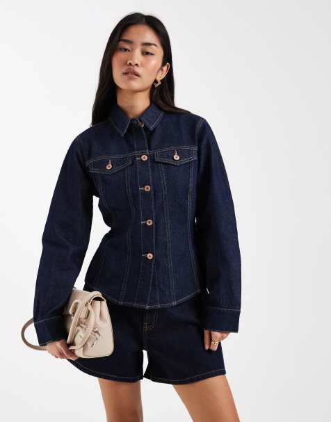 New Look cinched denim jacket in navy - view 1