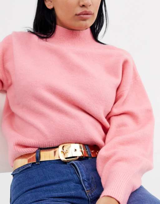 New Look - Cintura dorata con dettagli in metallo