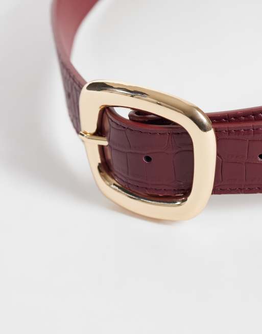 New Look cintura effetto coccodrillo bordeaux, 3 di 3