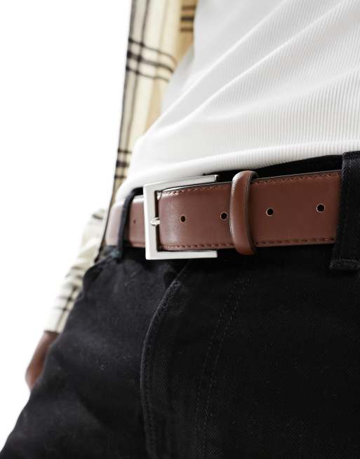 New Look - Cintura elegante in pelle sintetica marrone, 4 di 4