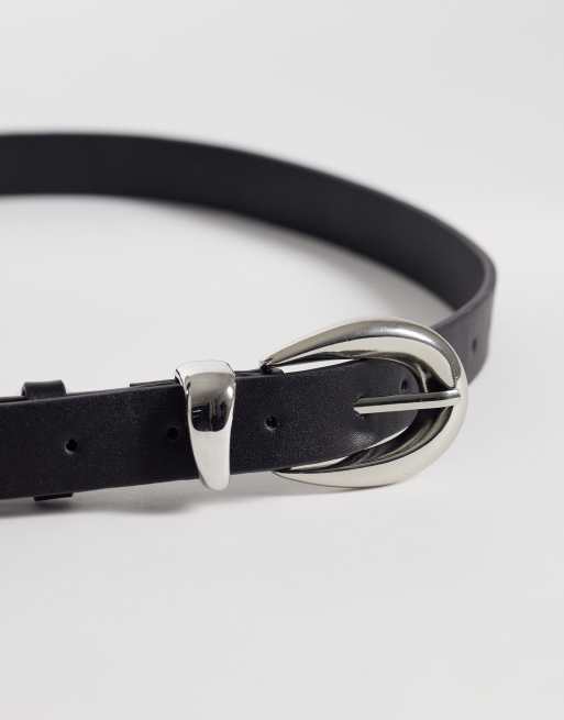 New Look - Cintura nera con fibbia argentata, 2 di 3
