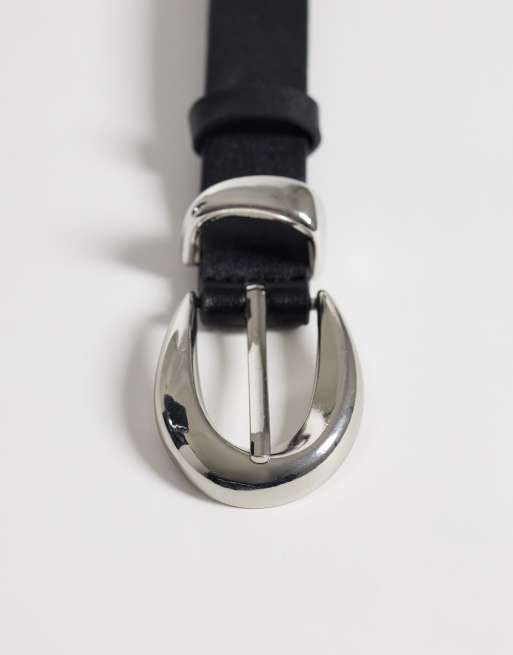New Look - Cintura nera con fibbia argentata, 3 di 3