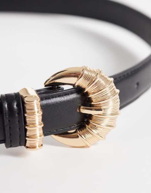 New Look - Cintura nera con fibbia rotonda, 2 di 3