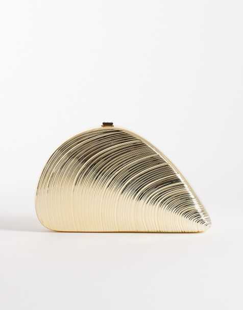 New Look clam shell box clutch bag in gold - view 1