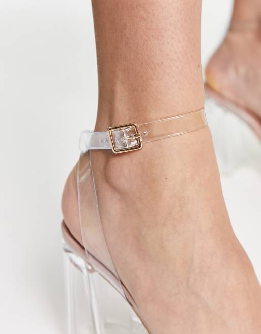 New Look clear blocked heeled sandals ASOS