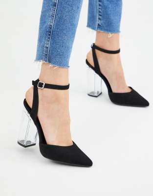 asos wide fit clear heels