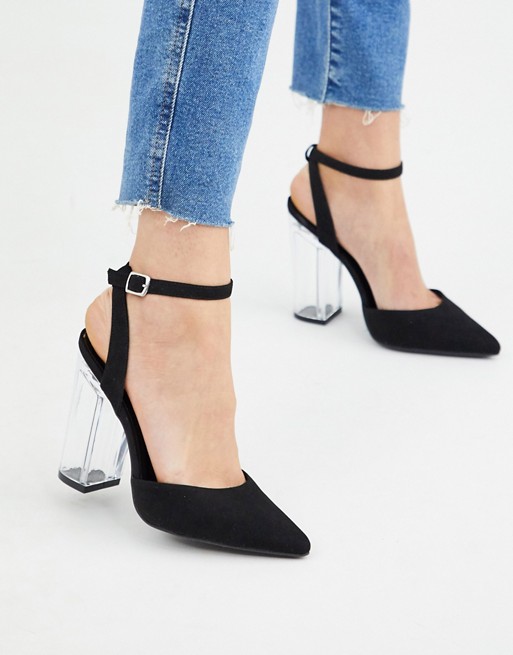 New Look clear heeled shoes in black