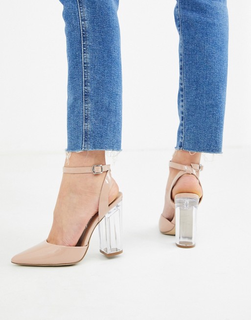 New Look clear heeled shoes in oatmeal