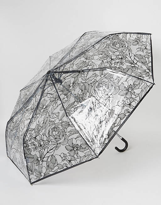 New Look Clear Sketchy Floral Umbrella