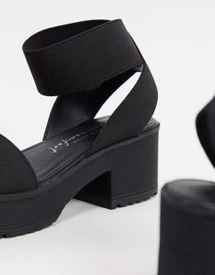 new look black chunky sandals