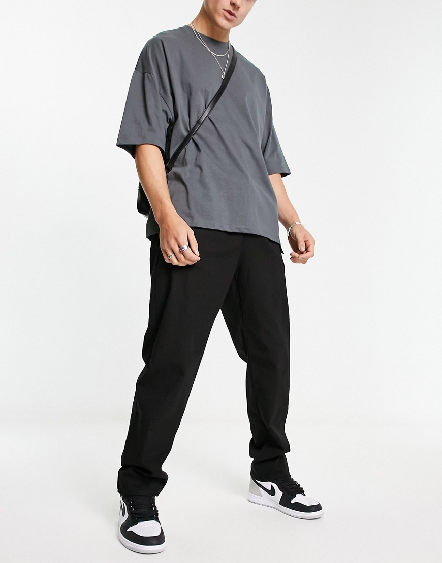 New Look clip belt utility trousers in black