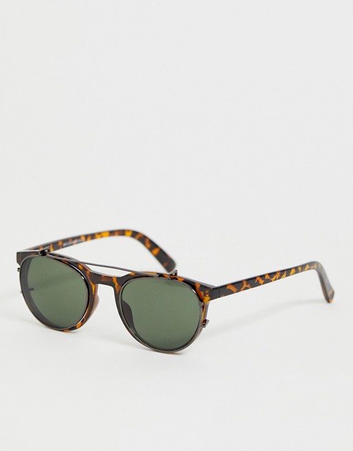 New Look clip on lens sunglasses in brown tort