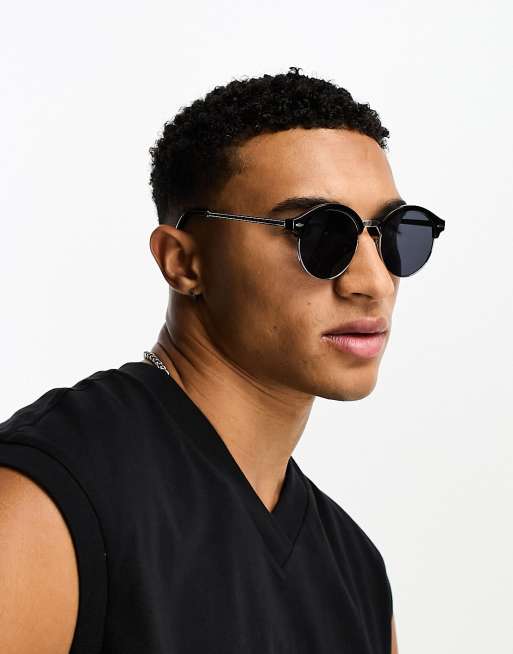 New Look - Club - Lunettes de soleil rondes - Noir