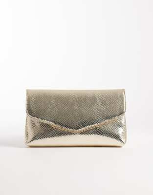 New Look - Clutch in Gold mit Umschlagverschluss-Goldfarben