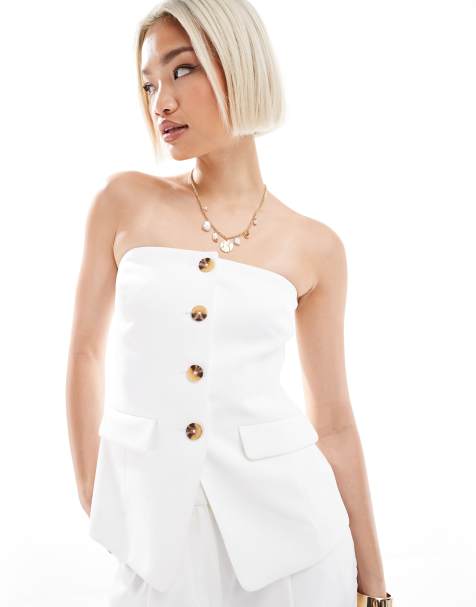 New Look co-ord bandeau waistcoat in white - view 1