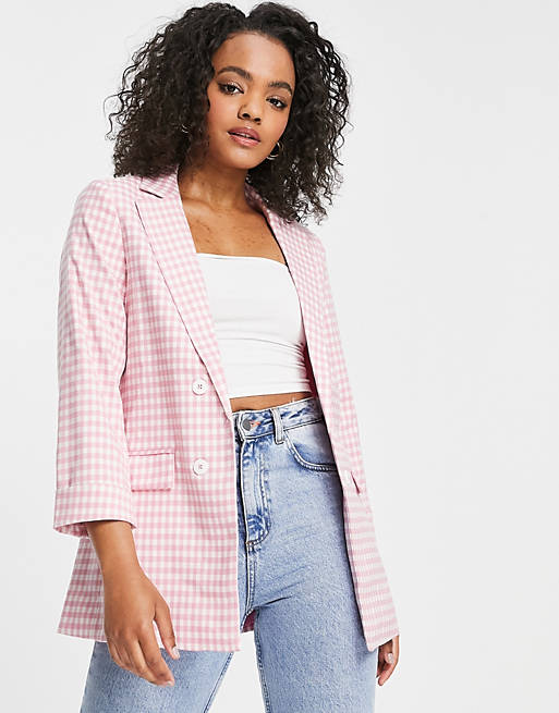 Women New Look co-ord blazer in pink gingham 
