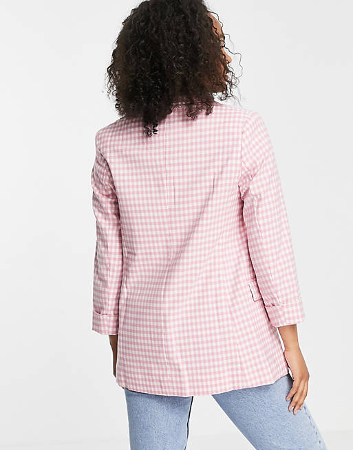 Women New Look co-ord blazer in pink gingham 