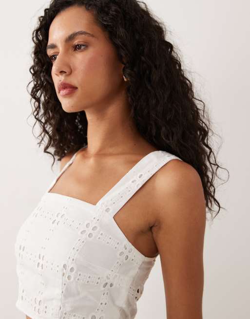 New Look Co-ord-Camisole mit Broderie anglaise in Weiß, 3 von 4
