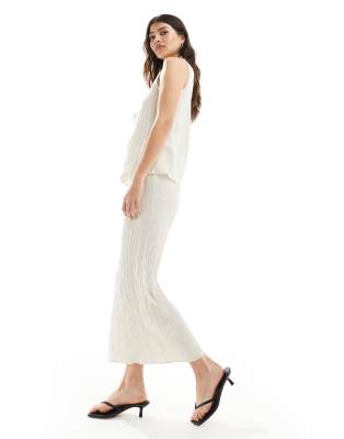 New Look New Look co-ord crinkle midaxi skirt in cream-White