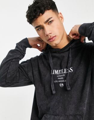 New Look co-ord hoodie with limitless print in washed black