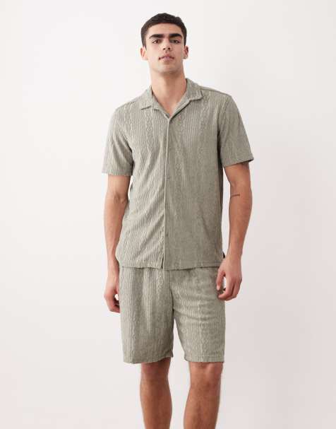 New Look co-ord jacquard shorts in light khaki - view 1
