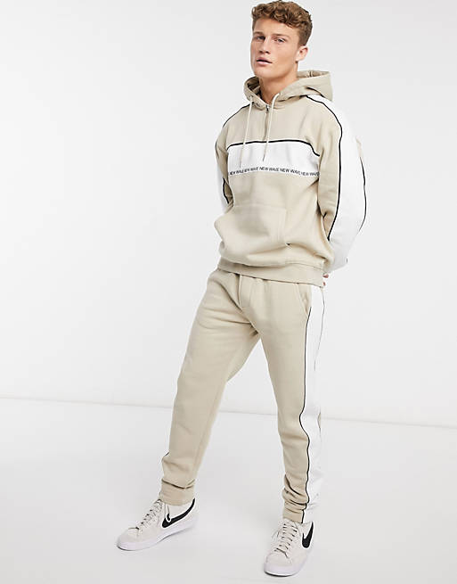 New Look co-ord jogger with piping in stone