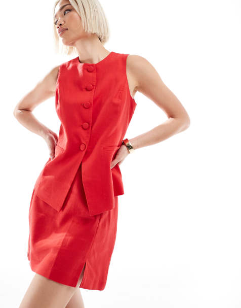 New Look co-ord linen mini skirt in red - view 1