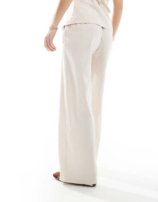 New Look co-ord linen wide leg trousers in stone, 5 of 5