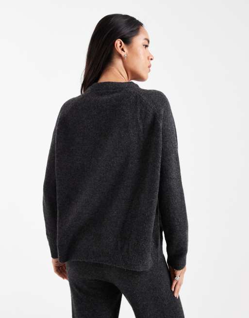 New Look co-ord oversized jumper in dark grey, 4 of 4