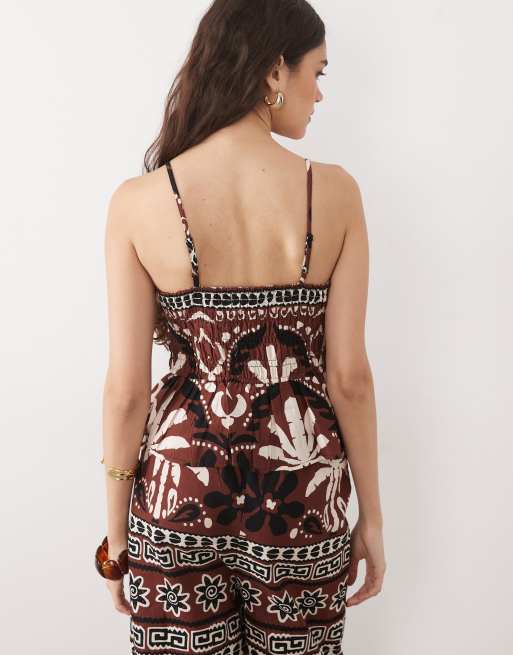 New Look co-ord palm beaded cami top in red, 2 of 4