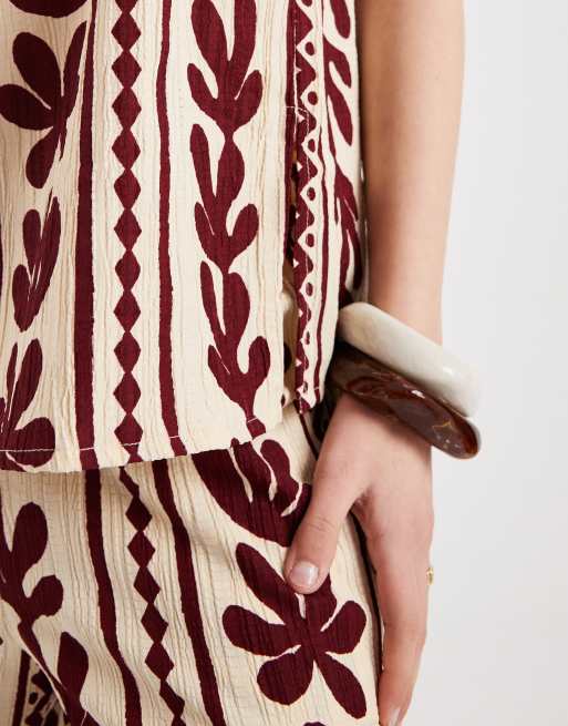 New Look co-ord patterned bandeau top in brown, 3 of 4