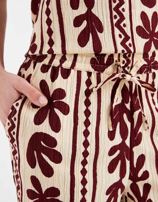 New Look co-ord patterned trousers in brown, 5 of 5