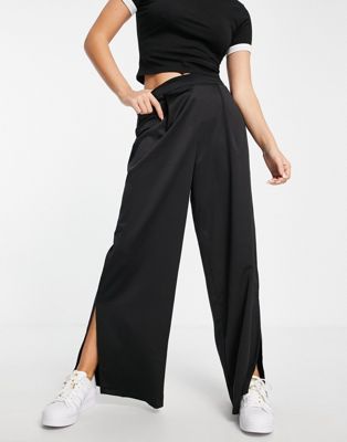 New Look co-ord satin trousers in black