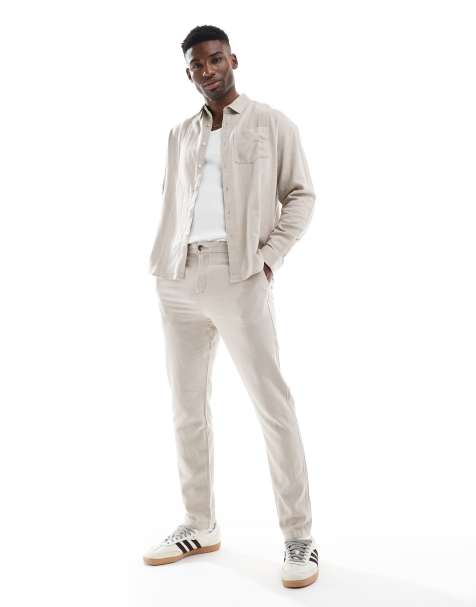 New Look - Co-ord set met broek en overhemd van linnenmix in beige - view 1