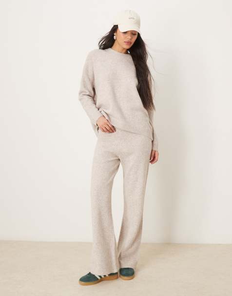 New Look - Co-ord set van oversized trui en joggingbroek in lichtbeige - view 1