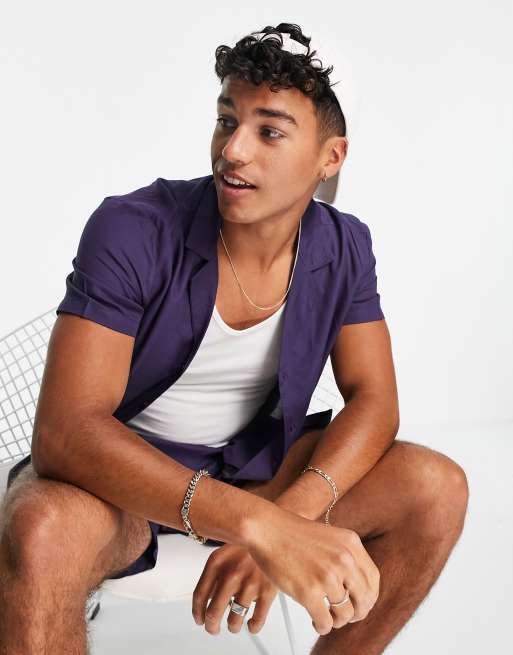 New Look co-ord short sleeve shirt with revere collar