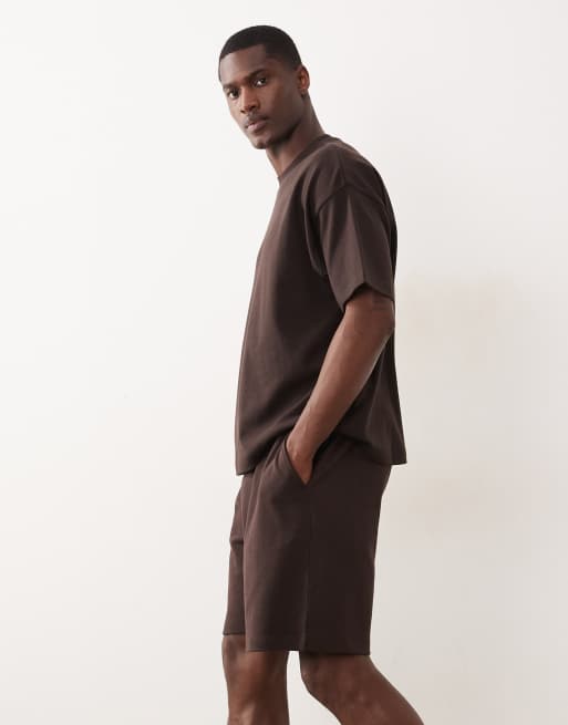 New Look co-ord side panel jersey short in brown, 3 of 5