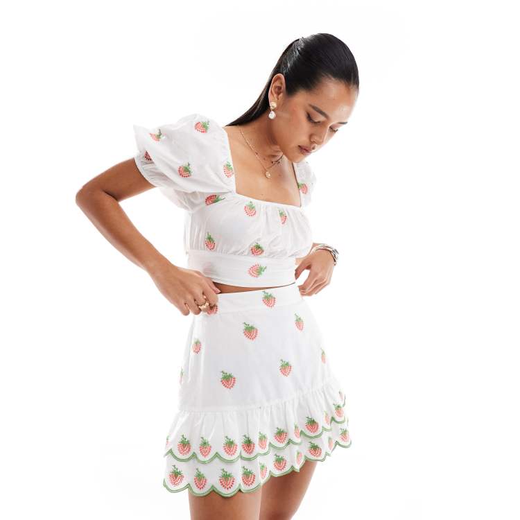 ワンピース Symbol embroidery mini skirt ivory Crystal Embellished Jersey Mini Dress | Karen Millen