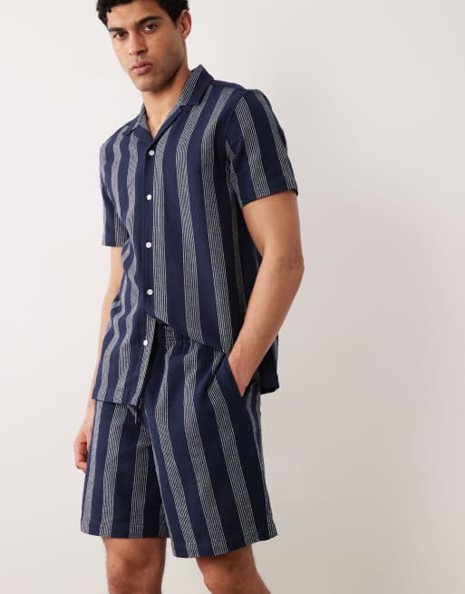 New Look co-ord stripe shorts in navy, 2 of 5