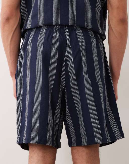 New Look co-ord stripe shorts in navy, 4 of 5