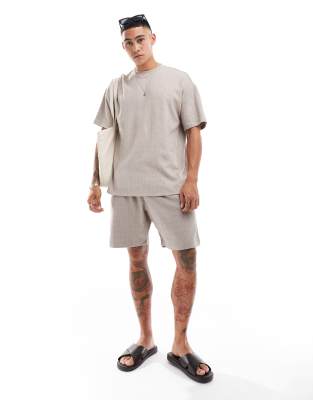 New Look New Look co-ord textured jersey short in brown