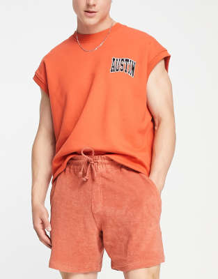 New Look New Look co-ord towelling short in burnt orange