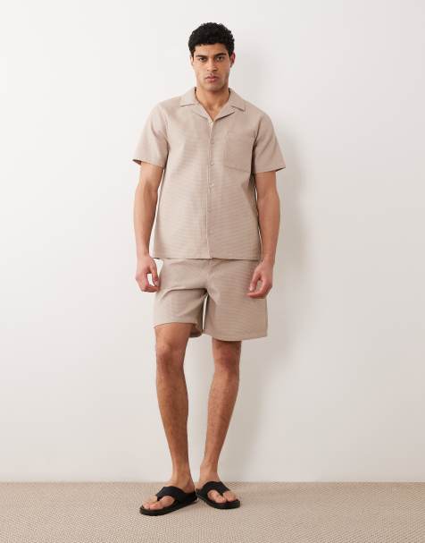 New Look co-ord waffle shorts in stone - view 1
