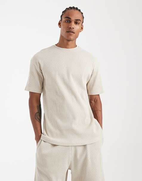 New Look co-ord waffle t-shirt in stone - view 1