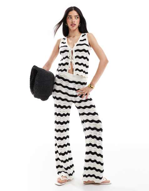 New Look co-ord wave stitch trousers in black - view 1