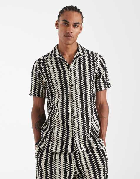 New Look co-ord zig zag print shirt in black - view 1