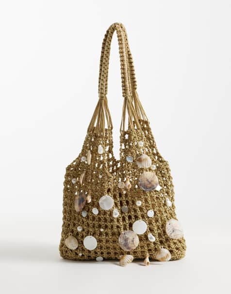 New Look coastal shell detail grab bag in stone - view 1