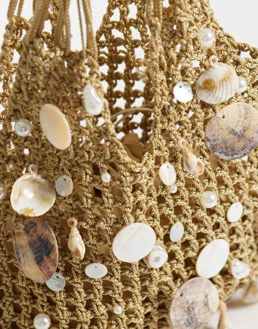 New Look coastal shell detail grab bag in stone, 3 of 4