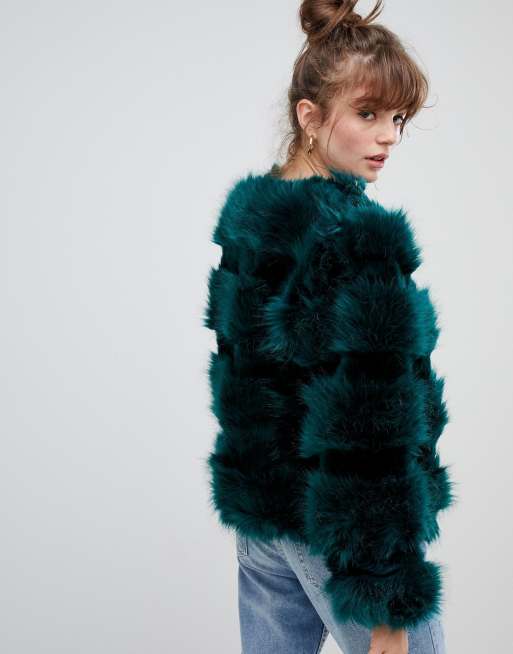 New look outlet green fur jacket