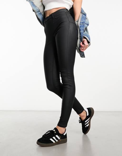 New Look coated jeggings in black